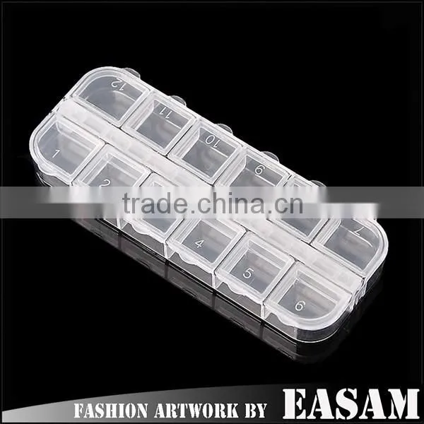 Easam 12 long shape nail art empty box,empty nail box wholesale