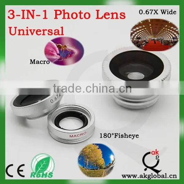 Universal Datachable Clip 3 in 1 Camera Lens Fisheye Macro Wide Angle Lens Kit for Smartphone,mobile Phone Accessory photo-3