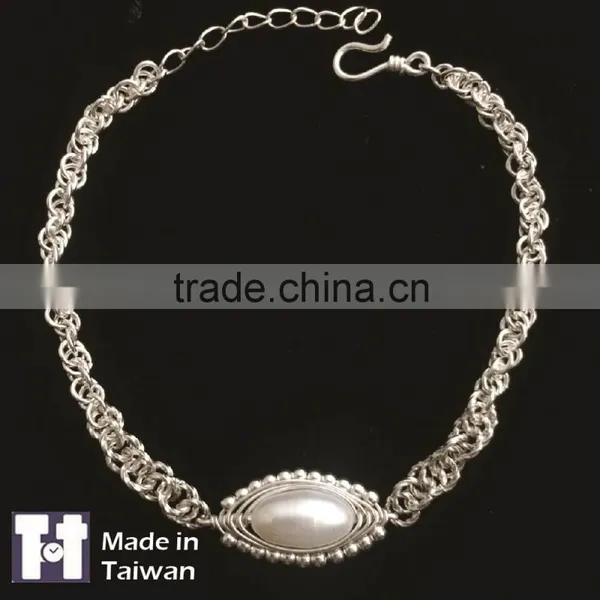 Fashion 925 Spiral Pearl Sterling Silver Bracelet Jewelry Gifts photo-2
