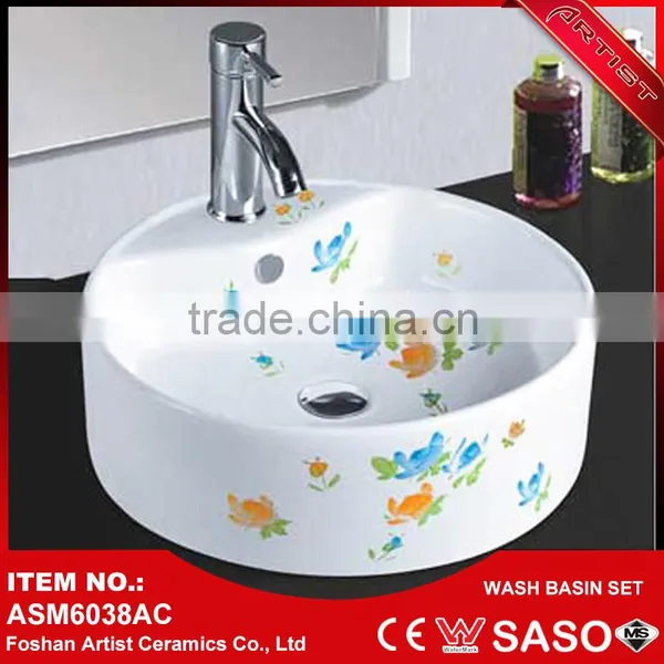 Chinese Factories Wholesale Price Flower Design Bathroom Art Basin photo-4