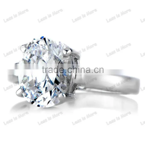 Fashion Pure Silver Oval Cut Diamond Engagement Ring photo-3