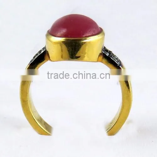 Lavender !! Gold Plated Ruby & CZ 925 Sterling Silver Ring, Wholesale Silver Jewelry, Indian Jewelry Manufacturer photo-6