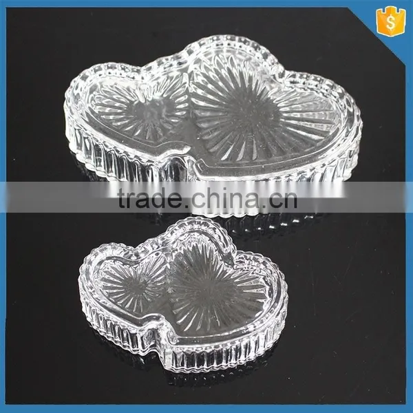 Double Heart Shape Wholesale Clear Trinket Glass Box photo-2