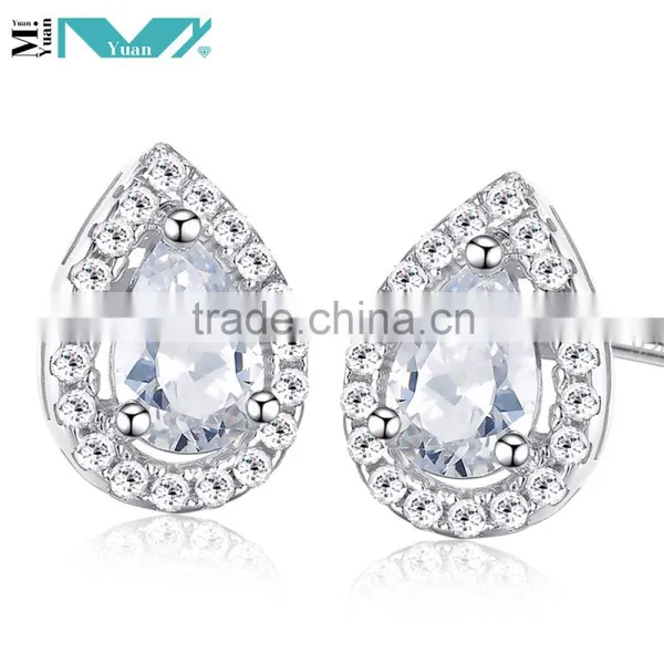 Bling Jewelry Womens Sterling Silver Micro Pave CZ Teerdrop Stud Earrings