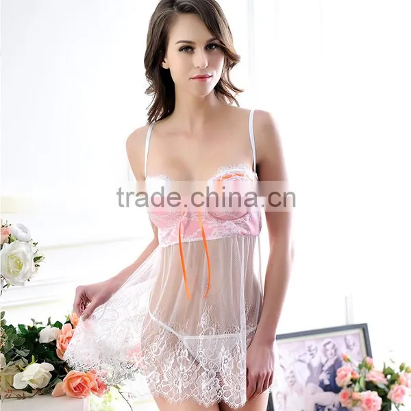 Hot Sale Women Sheer Lingerie Nude Babydoll photo-4