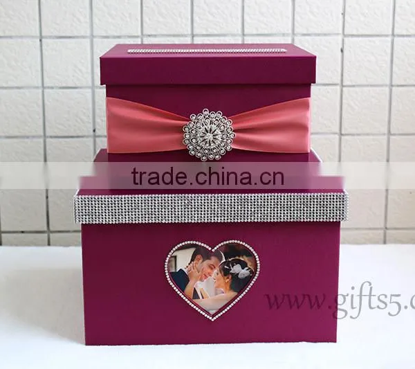 Elegant Purple Wedding Card Box With Photo Frame photo-2