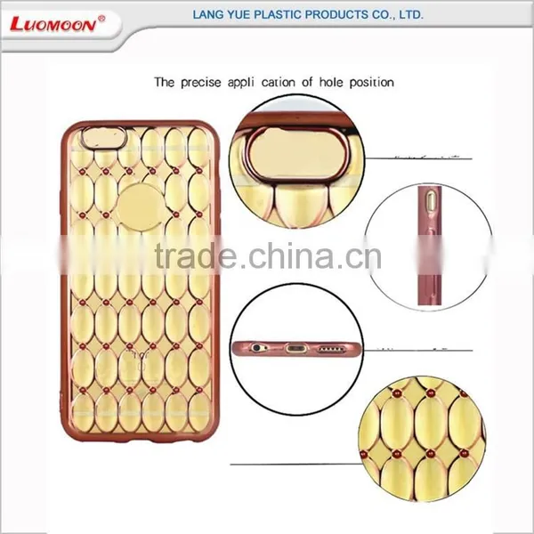 Plating Lambskin Soft Grid Luxury Phone Back Cover Case for Iphone 6 Plus 5s 7 6s se photo-3
