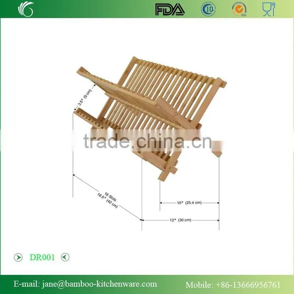 DR001 Bamboo Folding Dish Rack With Flatware Holder Set photo-2