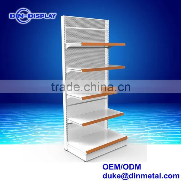 Supermarket Gondola Slatwall Metal Shelving Concave & Convex Back Panel photo-4