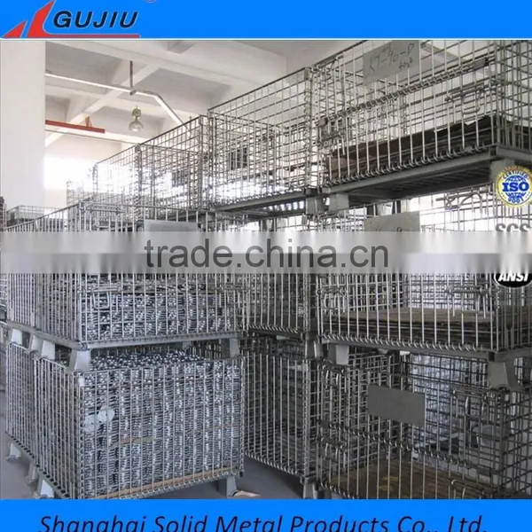 Hot Sale Folding Stacked Wire Mesh Pallet Cage Steel Mesh Crates