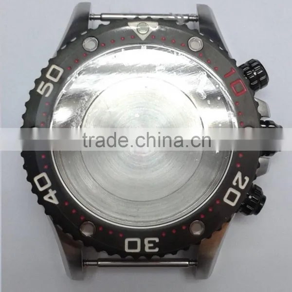 wrist watch case parts watch case waterproof chronograph black 45mm watch stainless steel case