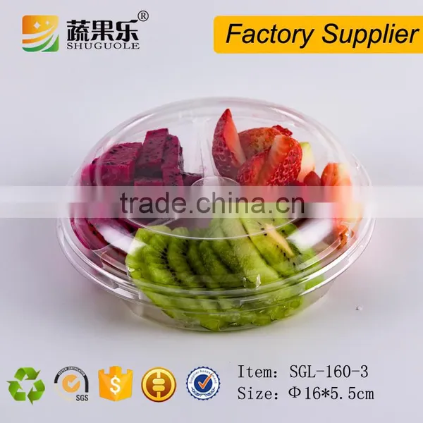 Disposable Round PET Plastic Take Away Salad Bowl With Lid photo-3