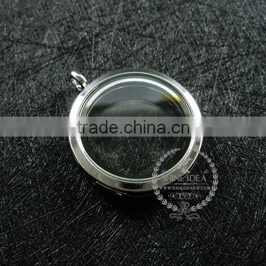 30mm Silver Plated Alloy Round Photo Locket Vintage Style Fold Photo Locket Pendant Charm 1112018 photo-2