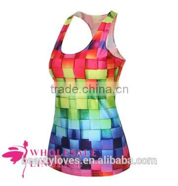Colorful Squares Summer Tank Top BX125 for Women ,women Summer Vests, Women Tshirt photo-2