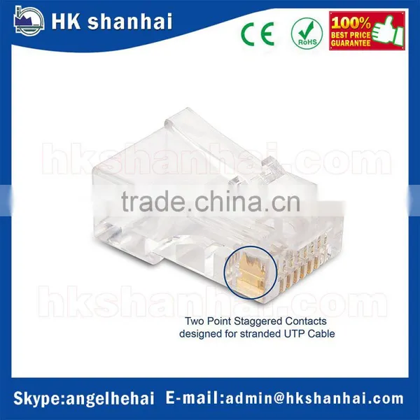 Hot Sale High Quality 100 Pcs 50 Micron Gold-plated Contacts AWG Stranded UTP Cable 8P8C Cat 6 Rj45 Modular Plugs photo-3