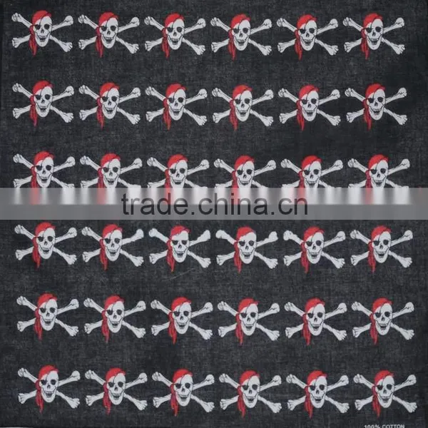 100% Cotton 55x55cm Double Side Printing Ghost Head Printing Bandana photo-2