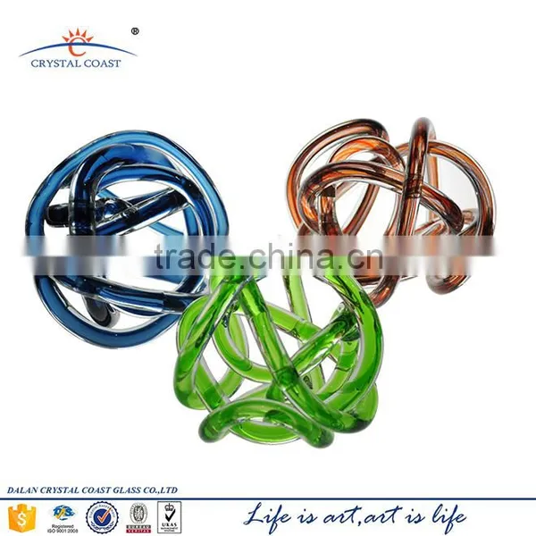 Mid Century Hand Crafted Monder Glass Rope Knot Paper Wieght Sculptural Decor Art Craft photo-2