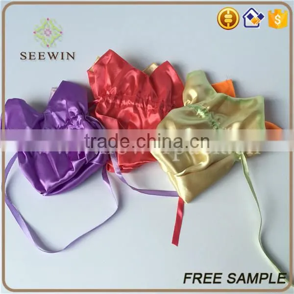 Drawstring Logo Printed Satin Favor Bags photo-2
