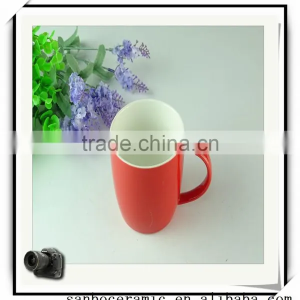 High Quality China Ceramic Red Drink Cup With Handle Wholesale photo-2