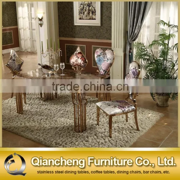 Fancy Rose Golden Tainless Steel Marble Top Dining Table photo-5