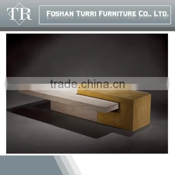 Modern White and Yellow Veins All Marble Combined Console Table photo-2