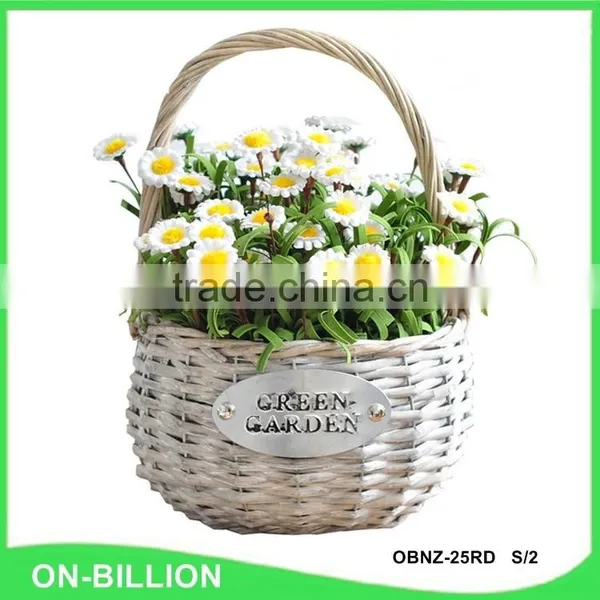 Wicker Material Decorative Flower Baskets With Plastic Liner photo-2