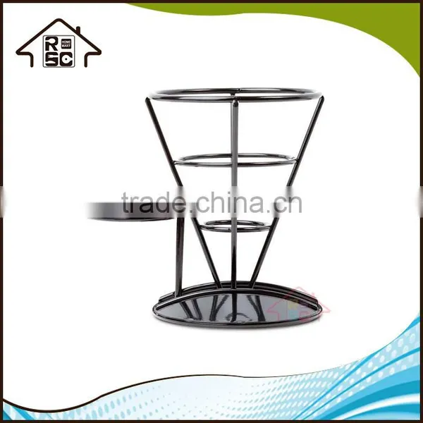 NBRSC Black Metal French Fry Stand With Condiment Bowl Holder photo-4