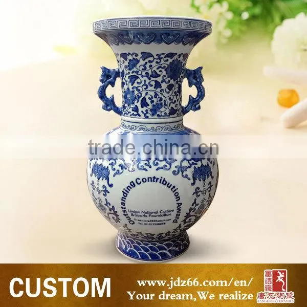 Customized Home Decor Blue and White Vase