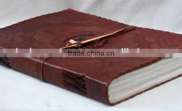 Handmade Vintage Strip Closer Side Stitch Leather Notebook photo-3