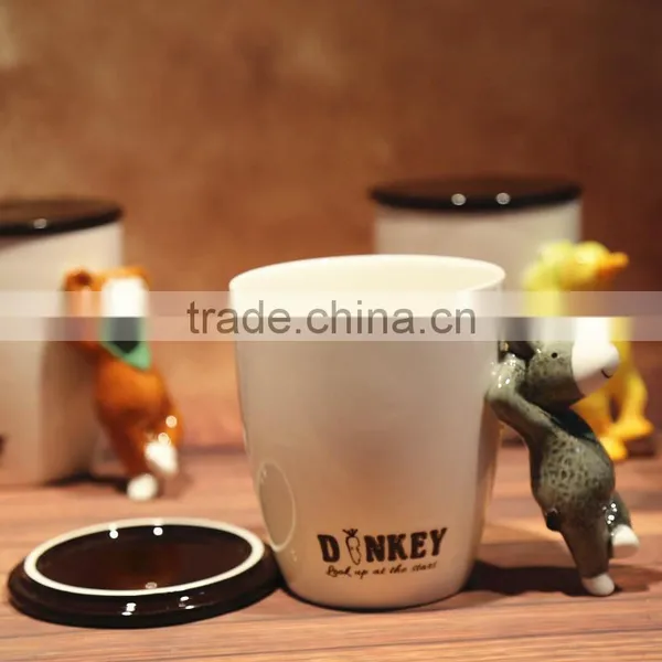 3D Animal Handle Coffee Mug With Lid photo-3