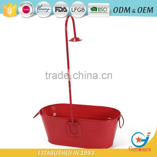 17 Inch Decorative Metal Planters Galvanized Pots for Plants Zinc Plant Pot photo-3