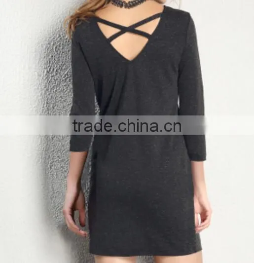 Long Sexy Lady Furcal Straight Skirt/V Collar Simple in the Back Skirt photo-2