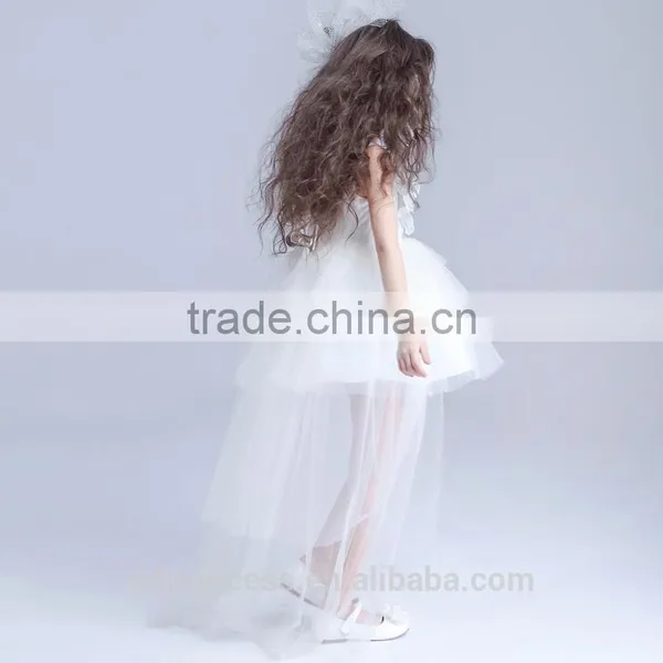 Short Party Dress Patterns Short Girls Dress White Yellow Front Long Back Dress photo-2
