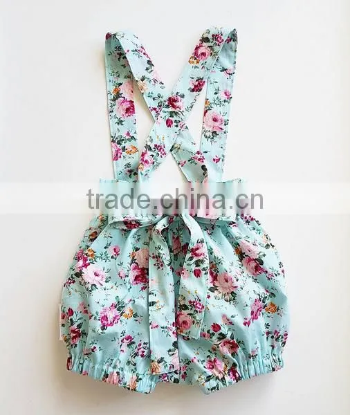 Custom Boutique Baby Girl Flower Printed Bubble Cotton Pants photo-2