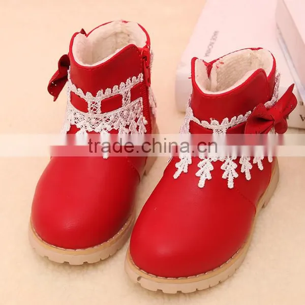 Zm40349b Bowknot Design Lace Children Warm Boots Winter Snow Shoes photo-3