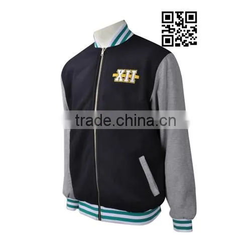 Men Wholesale Satin Wool With Black Leather Sleeves Custom Bomber Varsity Jacket photo-2