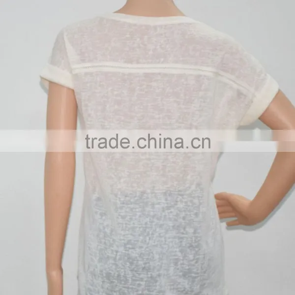 High Quality Ladies' Transparent T-shirt New Fashion Design for Summer 2015 photo-5