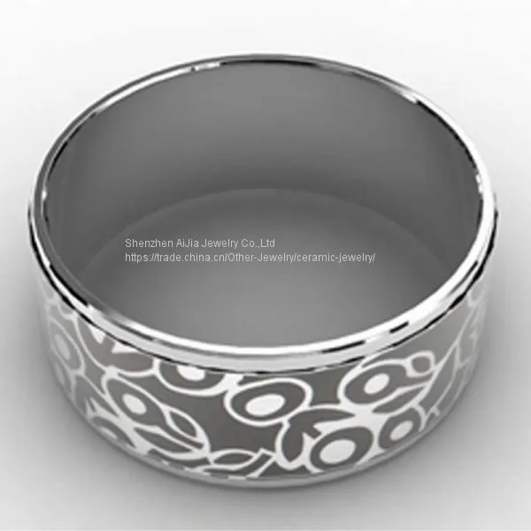 Black Enamel Silver Plated Stainless Steel Bangle For Gift photo-4