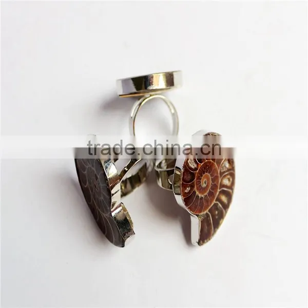 Unisex Natural Stone Conch Pendant Ring photo-3