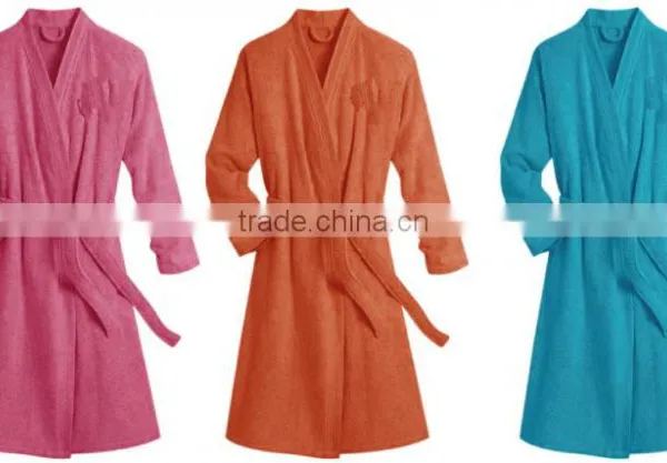 Textile China Factory Microfiber Plain Dyed Kimono Collar Bathrobe photo-6