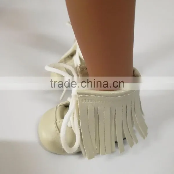 Doll Shoes of White Leather Doll Boots photo-5