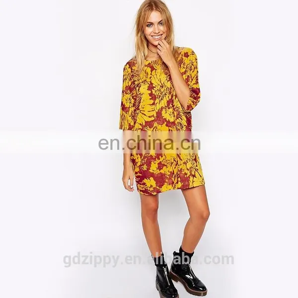 New Arrival Midi Sleeve Round Neck Loose Design Print Bangkok Dress photo-5