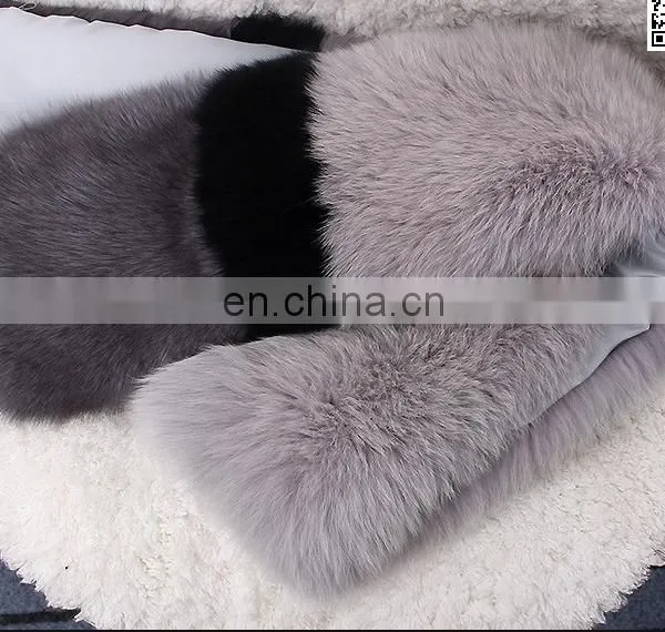 New Style Large Grey Fox Fur Scarf Real Fox Fur Shawl Cape For Lady photo-5