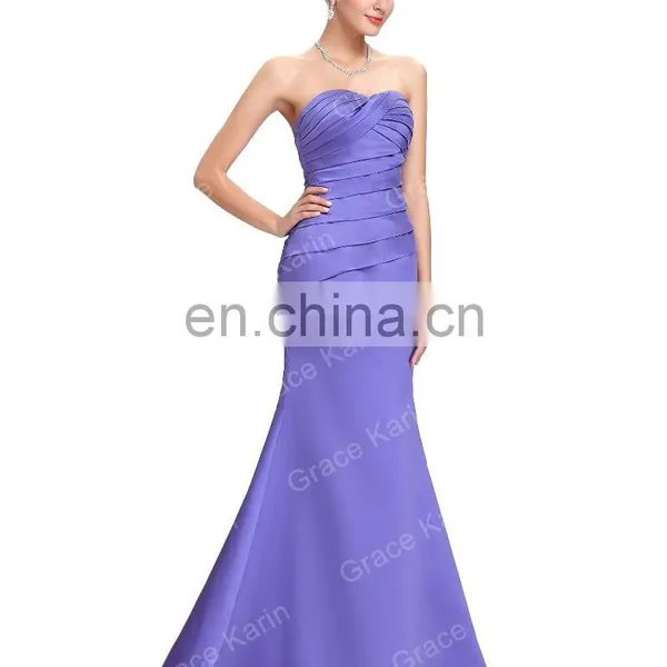 Grace Karin Strapless Sweetheart Floor Length Purple Evening Dress Patterns Mature Ladies Formal Evening Dresses CL3141 photo-2