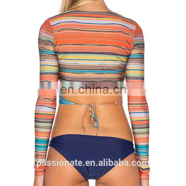 Reef Stripe Front Tie Closure Wrap Rash Guard photo-3
