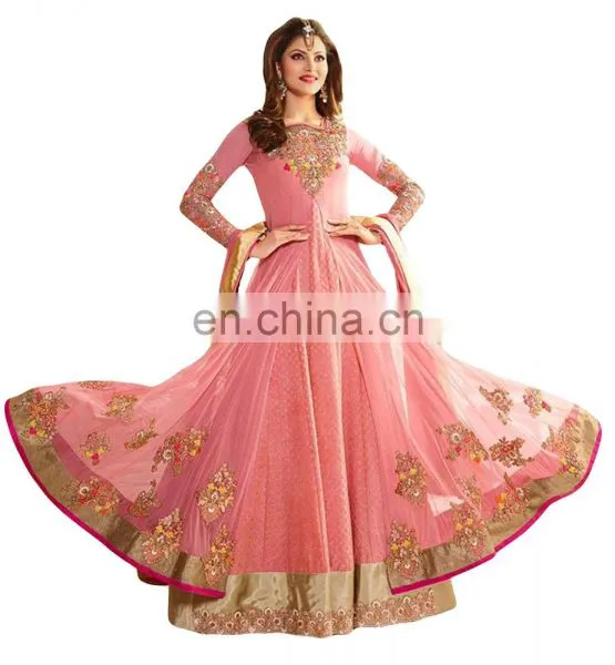 2017 Party Wear Anarkali Style Dress Material / Wedding Wear Semi-Stitched Anarkali Suits (anarkali Dresses) photo-2