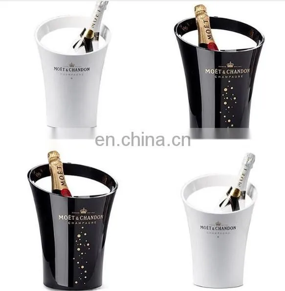 White/black Colored Plastic Champagne Ice Bucket for Moet&Chandon
