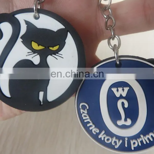 Round Double-sided 3d Embossed Pvc Keychain With Cat Logo photo-3