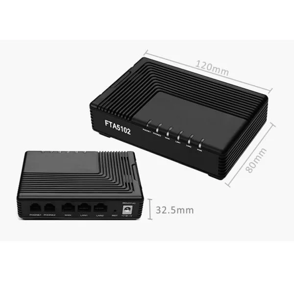 2FXS Port Network Voip Phone Adapter Voip Adapter Pulse Dialing for FTA5102 photo-5