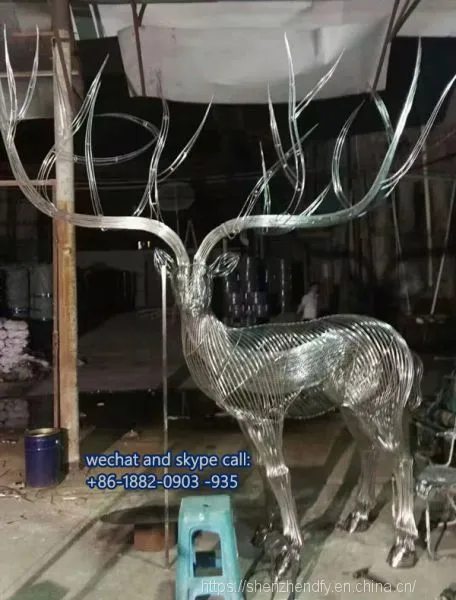 Modern Garden Decor Deer Stainless Steel Sculpture Customized photo-3